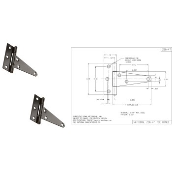 National N129-007 Extra Heavy T-Hinge, Black ~ 4"