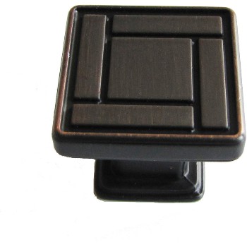 Geometric Square Knob, Oil Rub'd Bronze ~ 1-1/8"