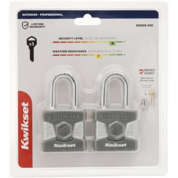 SmartKey Padlock, Keyed Alike - 2" Body, 1-1/2" Shackle, 2pk