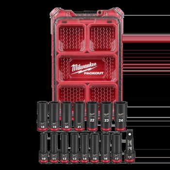 Milwaukee SHOCKWAVE Impact Socket Set, Metric - 1/2", 16pc