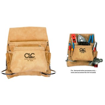 CLC 1823X Carpenters Suede Leather Nail &amp; Tool Bag ~ 8 Pocket