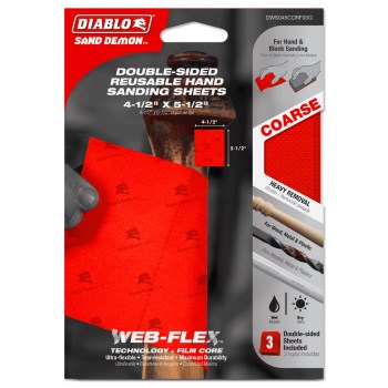 Diablo Sand Demon Double-Sided Sheet, Coarse - 3pk