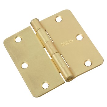 National Door Hinge, Satin Brass - 3-1/2", 1/4" Radius, 3pk