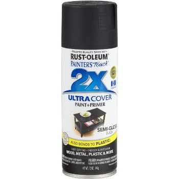 Painter's Touch Ultra Cover 2X Spray, Black Semi-Gloss ~ 12 oz