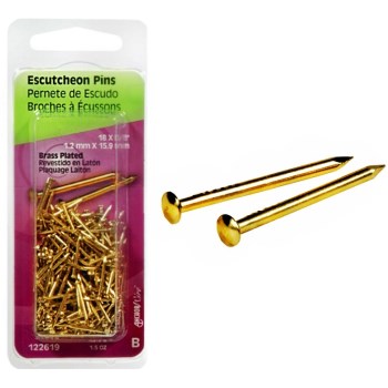 Hillman  122619 Brass Plated Escutcheon Pins, 18 Gauge  ~ 5/8" 