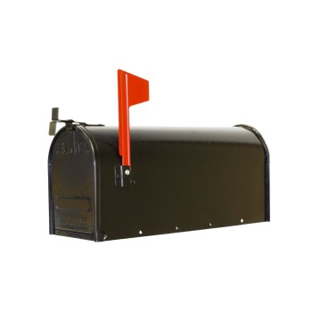 Standard Post Mount Steel T-1 Mailbox, Black Finish