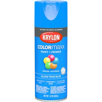 COLORmaxx Paint + Primer Spray,  True Blue Gloss ~  12 oz Cans