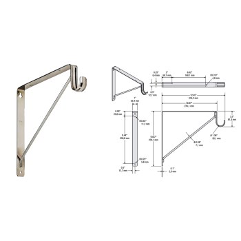 Shelf and Rod Bracket #108BC,  Chrome Finish 