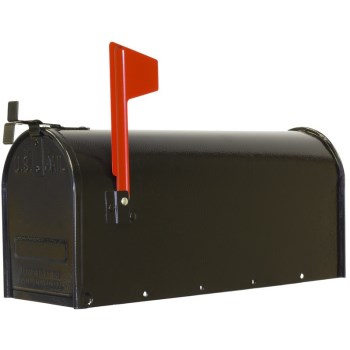 Standard Post Mount Steel T-1 Mailbox, Black Finish