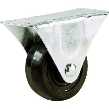 Rigid Caster,  Rubber Wheel ~ 4"