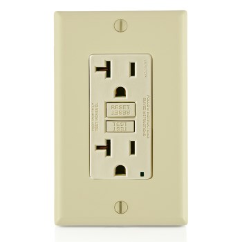 GFCI Outlet, Self Test - 20 Amp, Ivory