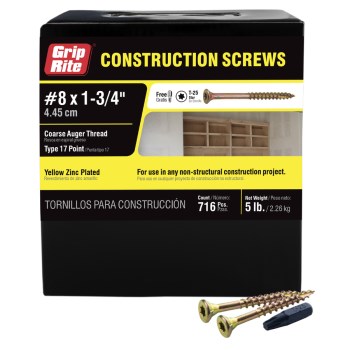 Grip-Rite Gold Construction Screw - #8 x 1-3/4", 5 Lb
