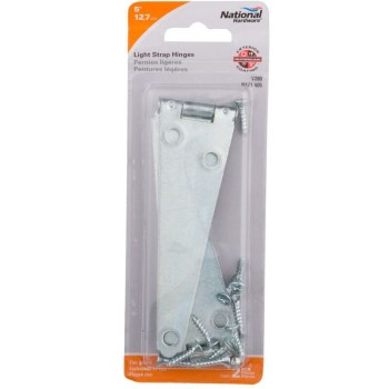 Light Strap Hinge, Zinc Plated - 5", 2pk