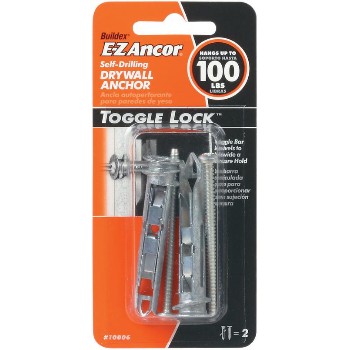 Toggle-Lock Self Drilling Drywall Anchor, 100 LB  ~ Pack/2