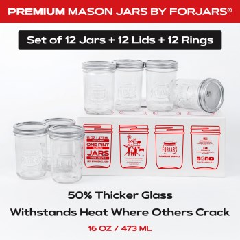 Forjars Wide Mouth Mason Jars, 16 oz 