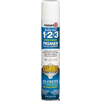Zinsser Bull's Eye 1-2-3 Turbo Spray Interior & Exterior Primer,  White   ~ 26 oz Aerosol