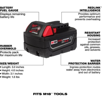 M18 REDLITHIUM XC5.0 Battery - 5Ah, 2-Pack