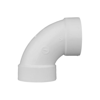 PVC DWV 90-Degree Elbow, Hub x Hub - 4"