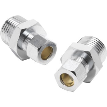 Straight Compression Adapter, Chrome - 1/2" MIP x 3/8" OD