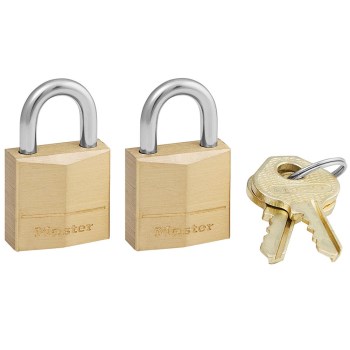 MasterLock 3/4" Solid Brass Padlock - 2-Pack, Keyed Alike