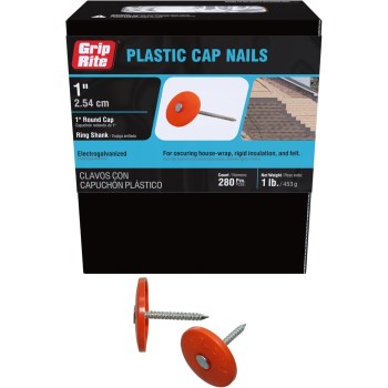 Prime Source Plastic Cap Roofing Nail - 1", 1 Lb