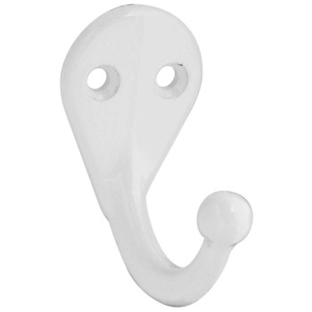 Single  Prong Clothes Hook,  White  