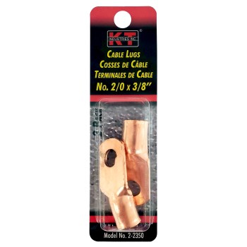K-T Industries Copper Cable Lug - 2/0 AWG x 3/8", 2pk