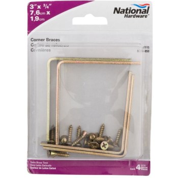 Brass Corner Brace, Visual Pack 115 3 x 3/4 inches