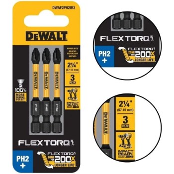 DeWalt FlexTorq Impact Bit, Phillips #2 - 2-1/4", 3pk