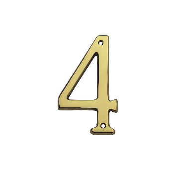 Solid Brass/Pb #4 House Number, Visual Pack 1902 6 inches 