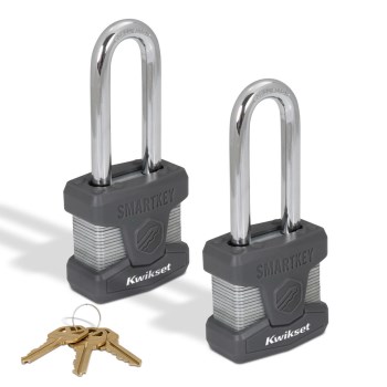 Kwikset SmartKey Padlocks, Keyed Alike - 2-1/2" Shackle, 2pk
