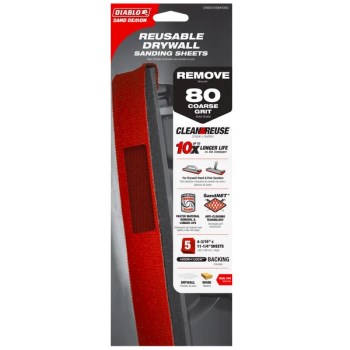 Diablo Sand Demon Drywall Sheet, Coarse - 80G, 5pk