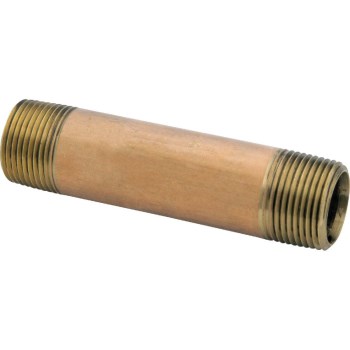 Red Brass Pipe Nipple - 1/4" x 5"