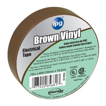 Intertape 85833 Electrical Tape, Brown 3/4 inch x 60 ft