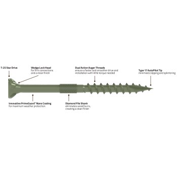 Grip-Rite DeckForce #9 x 2" Exterior Deck Screw - Green, 1 lb