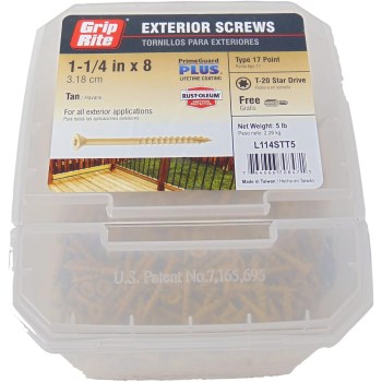 Grip-Rite Exterior Screw, Tan - #8 x 1-1/4", 5 Lb