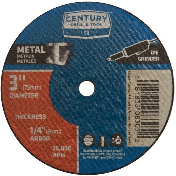 Century Drill & Tool   08303 3x 1/32in. Mtl Cut Wheel