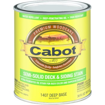 Cabot 140.0001407.005 Decking & Siding Stain, Semi-solid Deep Base/qrt