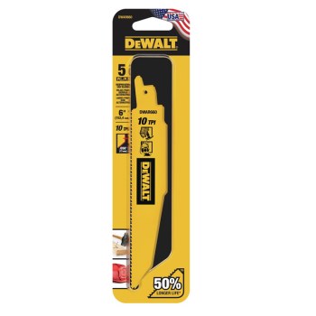 DeWalt Demolition Bi-Metal Recip Blade, 10 TPI - 6", 5pk