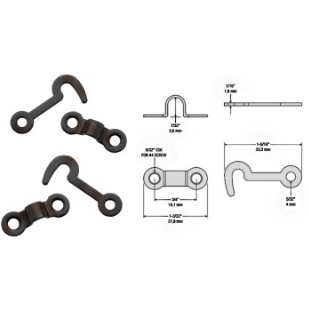 Steel Hooks & Staples, Oil Rubbed Bronze Finish ~ Two Pack