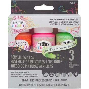 Testors Glow Acrylic  Paint Set, 3 Pc 