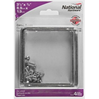 Corner Brace,  Zinc - 3.5" x .75" ~ Pack of 4 