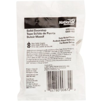 National 1405 Rigid Door Stop, Satin Nickel - 3"