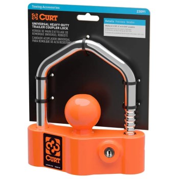 Curt Heavy-Duty Universal Coupler Lock, Orange - Fits 1-7/8" to 2-5/16" Ball