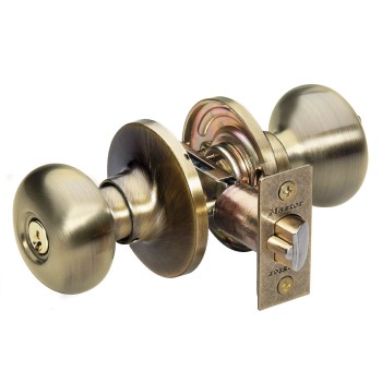 Entry Lock, Biscuit Design ~  Antique Brass Finish