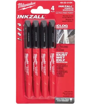 Milwaukee INKZALL Ultra Fine Point Pens, Black - 4pk