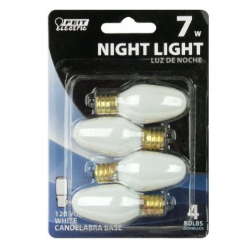 Feit Elec. BP7C7/W/4 Night Light Bulb, White 120 Volt 7 Watt