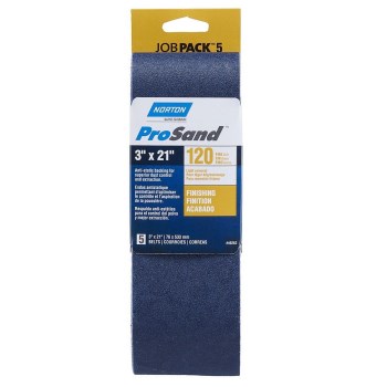 Norton Sanding Belt - 120 Grit, 3" x 21", 5pk