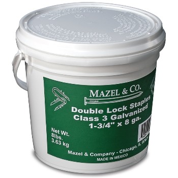 Mazel 11608134 Barbed Fence Staples, Galvanized 8 Lb Pail ~ 1 - 3/4" 