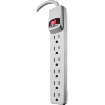 Woods 6-Outlet Power Strip - 2 Ft, White
